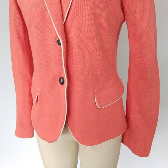 Gap Women's Academy Blazer Size 4 Fire Coral Knit Pink Jacket 2 Button Career - Picture 6 of 11